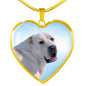 Central Asian Shepherd Dog Print Heart Pendant Luxury Necklace