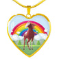 American Paint Horse Print Heart Pendant Luxury Necklace