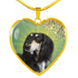 Saluki Dog Print Heart Pendant Luxury Necklace