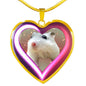 Campbell Dwarf Hamster Print Heart Charm Necklaces