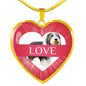 Bearded Collie Print Heart Pendant Luxury Necklace