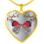 Butterfly Print Heart Pendant Luxury Necklace