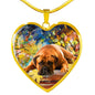 Bullmastiff Print Heart Pendant Luxury Necklace