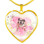 Bulldog Print Heart Charm Luxury Necklace
