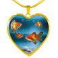 Common Goldfish Print Heart Charm Necklace