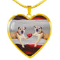 Border Terrier Print Heart Pendant Luxury Necklace