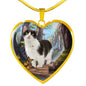 Munchkin Cat Print Heart Pendant Luxury Necklace