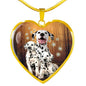 Dalmatian Dog Print Heart Pendant Luxury Necklace