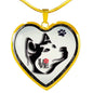 Siberian Husky Dog Art Print Heart Charm Necklaces