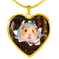 Syrian Hamster Print Heart Charm Necklaces