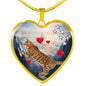 California Spangled Cat Print Heart Pendant Luxury Necklace