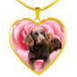 Boykin Spaniel Print Heart Pendant Luxury Necklace