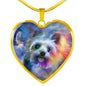 Yorkie Art Print Heart Pendant Luxury Necklace