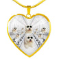 Amazing Old English Sheepdog Print Heart Pendant Luxury Necklace
