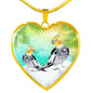 Cockatiel Parrot Art Print Heart Charm Necklace
