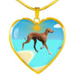 Azawakh Dog Print Heart Pendant Luxury Necklace