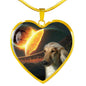 Amazing Afghan Hound Dog Print Heart Pendant Luxury Necklace