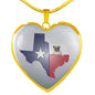 Pug Dog Texas Print Heart Pendant Luxury Necklace