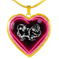 Pekingese Dog Print Heart Charm Necklaces