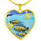 Afra Cichlid Print Heart Charm Necklace