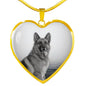 Cute German Shepherd Print Heart Charm Necklace
