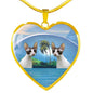 Cornish Rex Cat Print Heart Pendant Luxury Necklace