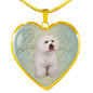 Bichon Frise Dog Heart Pendant Luxury Necklace