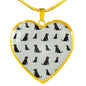 Labrador Retriever Pattern Print Luxury Heart Charm Necklace