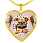 Brussels Griffon Print Heart Pendant Luxury Necklace
