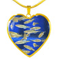 Zebrafish Fish Print Heart Pendant Luxury Necklace