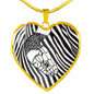 Black&White Snake Print Heart Pendant Luxury Necklace