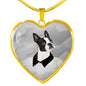 Boston Terrier Print Heart Charm Luxury Necklace