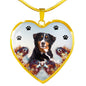 Bernese Mountain Dog Print Heart Charm Necklace