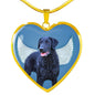 Amazing Curly Coated Retriever Print Heart Pendant Luxury Necklace