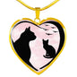 Cat Vector Art Print Heart Charm Necklaces