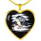 Tibetan Mastiff Dog Art Print Heart Charm Necklaces