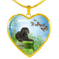 Barbet Dog Print Heart Pendant Luxury Necklace