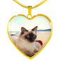 Balinese Cat Print Heart Pendant Luxury Necklace