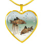 Corydoras Paleatus Fish Print Heart Charm Necklaces