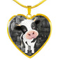 Cow Print Heart Pendant Luxury Necklace