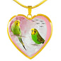 Budgerigar Parrot Print Heart Charm Necklaces