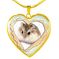 Robo Hamster Print Heart Charm Necklaces