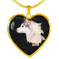 Siberian Husky Dog 3D Print Heart Charm Necklaces