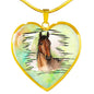 Thoroughbred Horse Art Print Heart Charm Necklaces