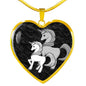 Cute Unicorn Print Heart Pendant Luxury Necklace