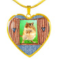 Golden Hamster Art Print Heart Charm Necklaces