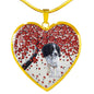 English Springer Spaniel Print Heart Pendant Luxury Necklace