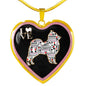 Pomeranian Dog Love Print Heart Charm Necklaces
