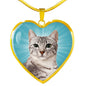 Egyptian Mau Cat Print Heart Pendant Luxury Necklace