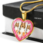 Rough Collie Dog Print Heart Charm Necklaces
